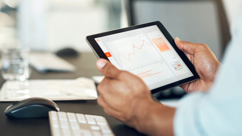 2 employees working on a computer